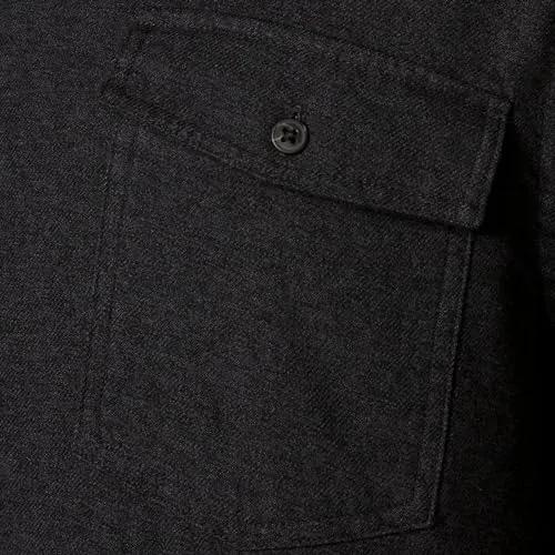 Amazon Essentials Men's Slim-Fit Long-Sleeve Two-Pocket Flannel Shirt, Black, Small