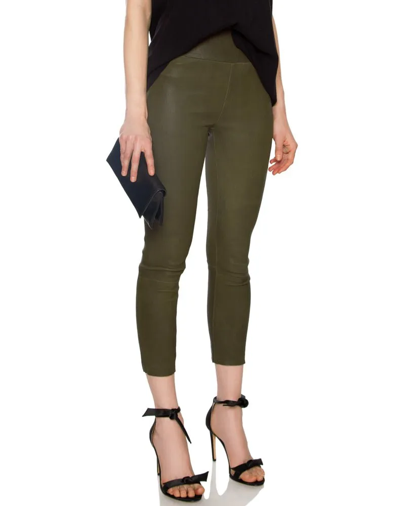 Army High Waisted Capri Leather Legging