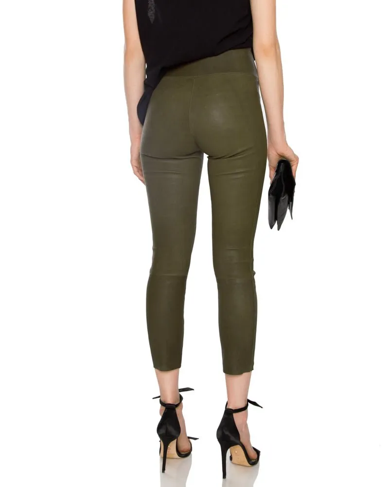 Army High Waisted Capri Leather Legging