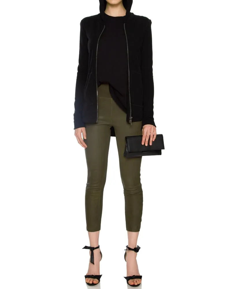 Army High Waisted Capri Leather Legging