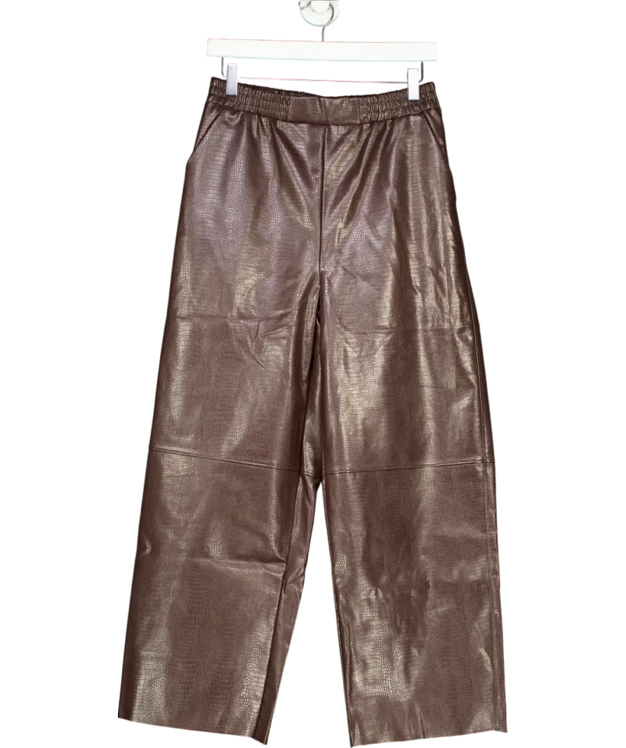 ASOS Brown Croc Wide Leg Trousers UK 8