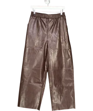 ASOS Brown Croc Wide Leg Trousers UK 8