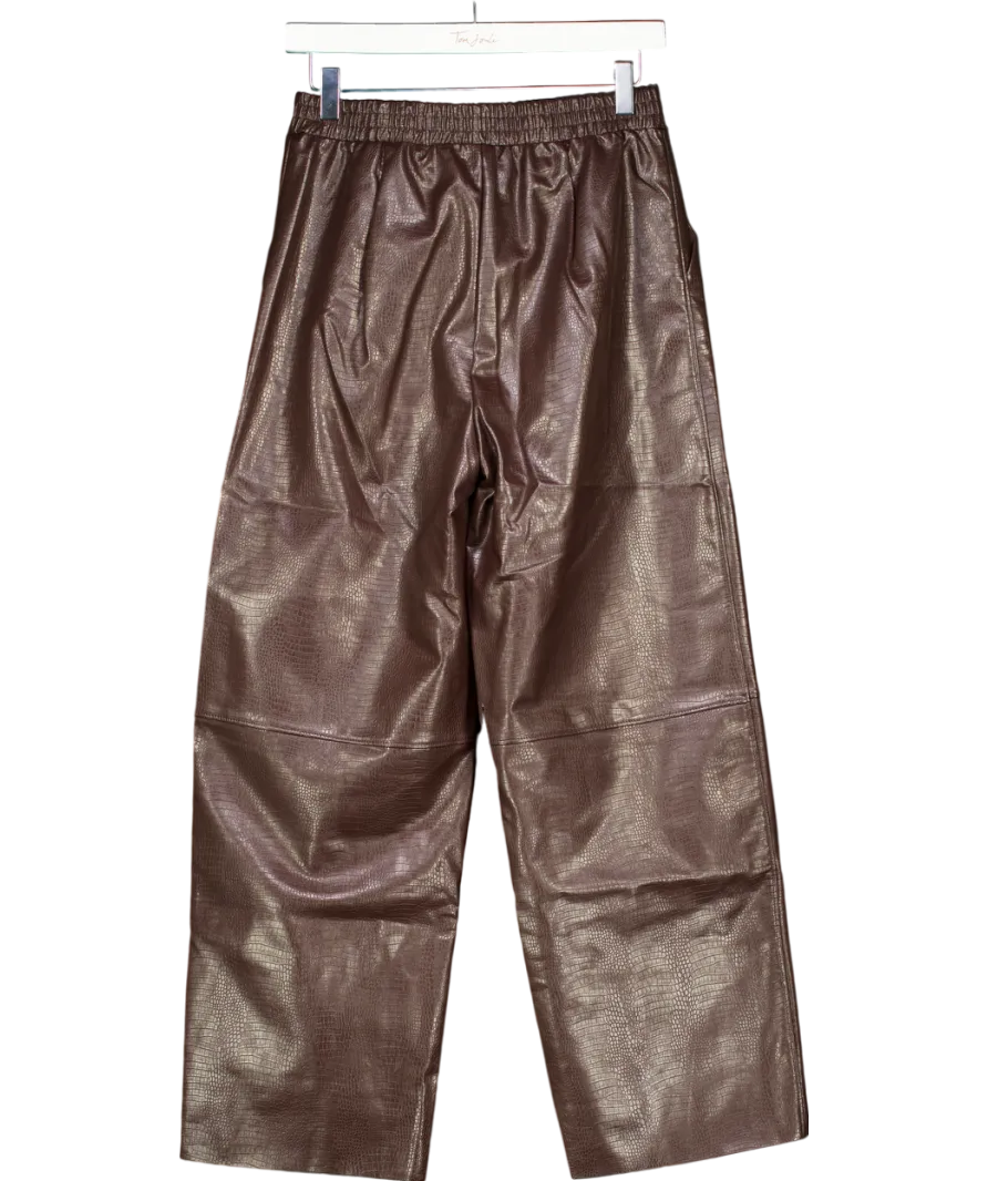 ASOS Brown Croc Wide Leg Trousers UK 8