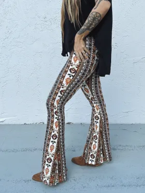 Band Of Gold Boho Floral Print Bell Bottom Flare Pants