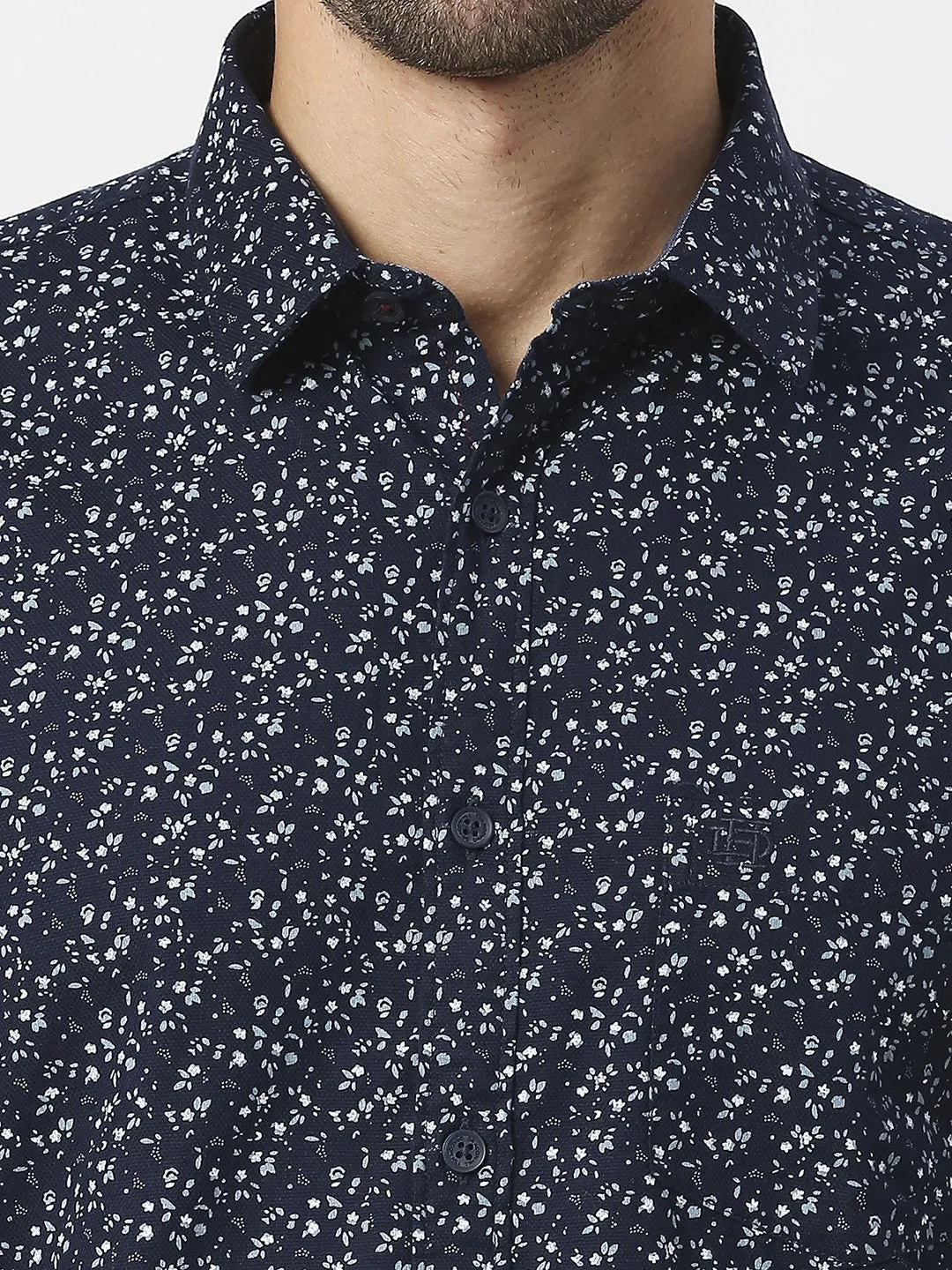 Black Dobby Printed Shirt With Pocket