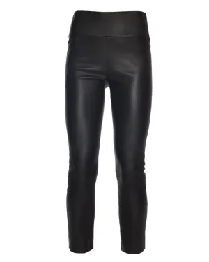 Black High Waisted Capri Leather Legging