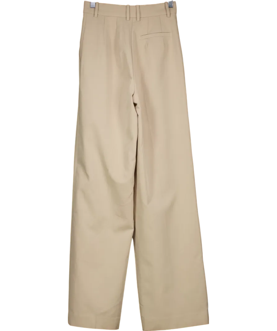 BOA Beige Clean Cut Double Pleat Trousers UK XS