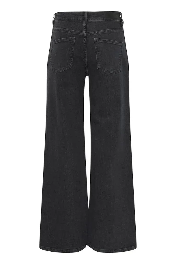 Braidy Rhinestone Wide Leg Jeans (Washed Black)