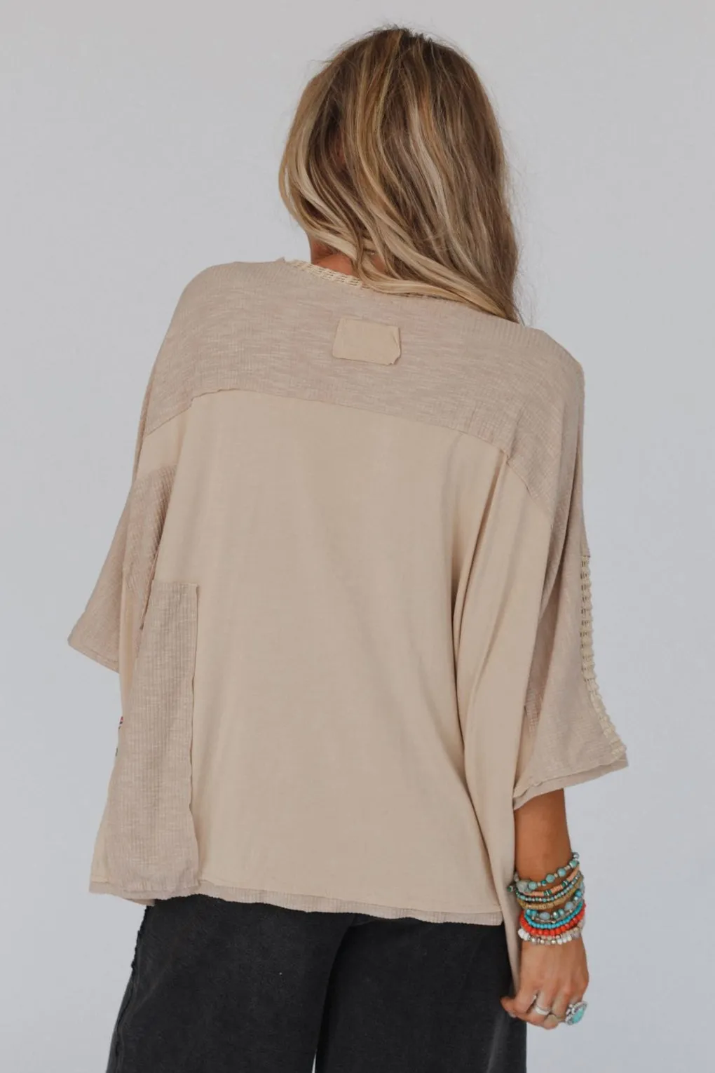 City Drifter Oversized Contrast Top - Taupe