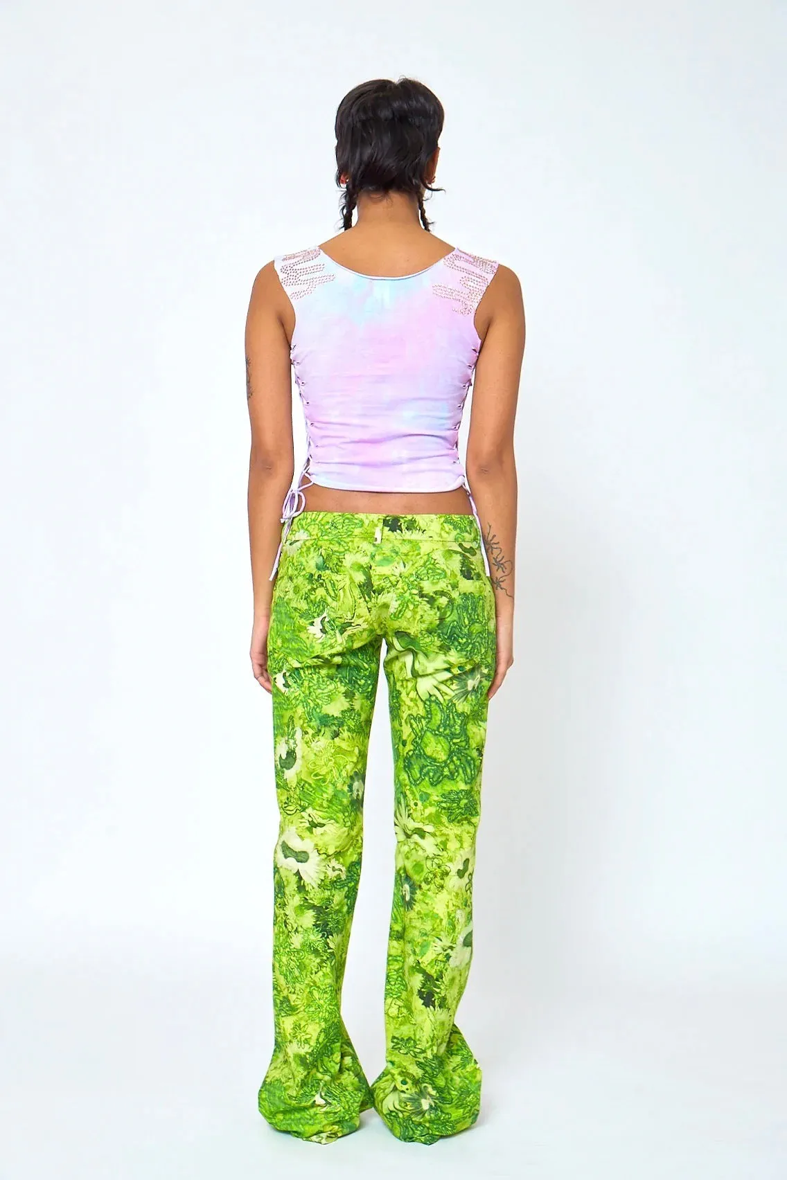 Collina Strada - Puddle Flare Pants: Green Sistine