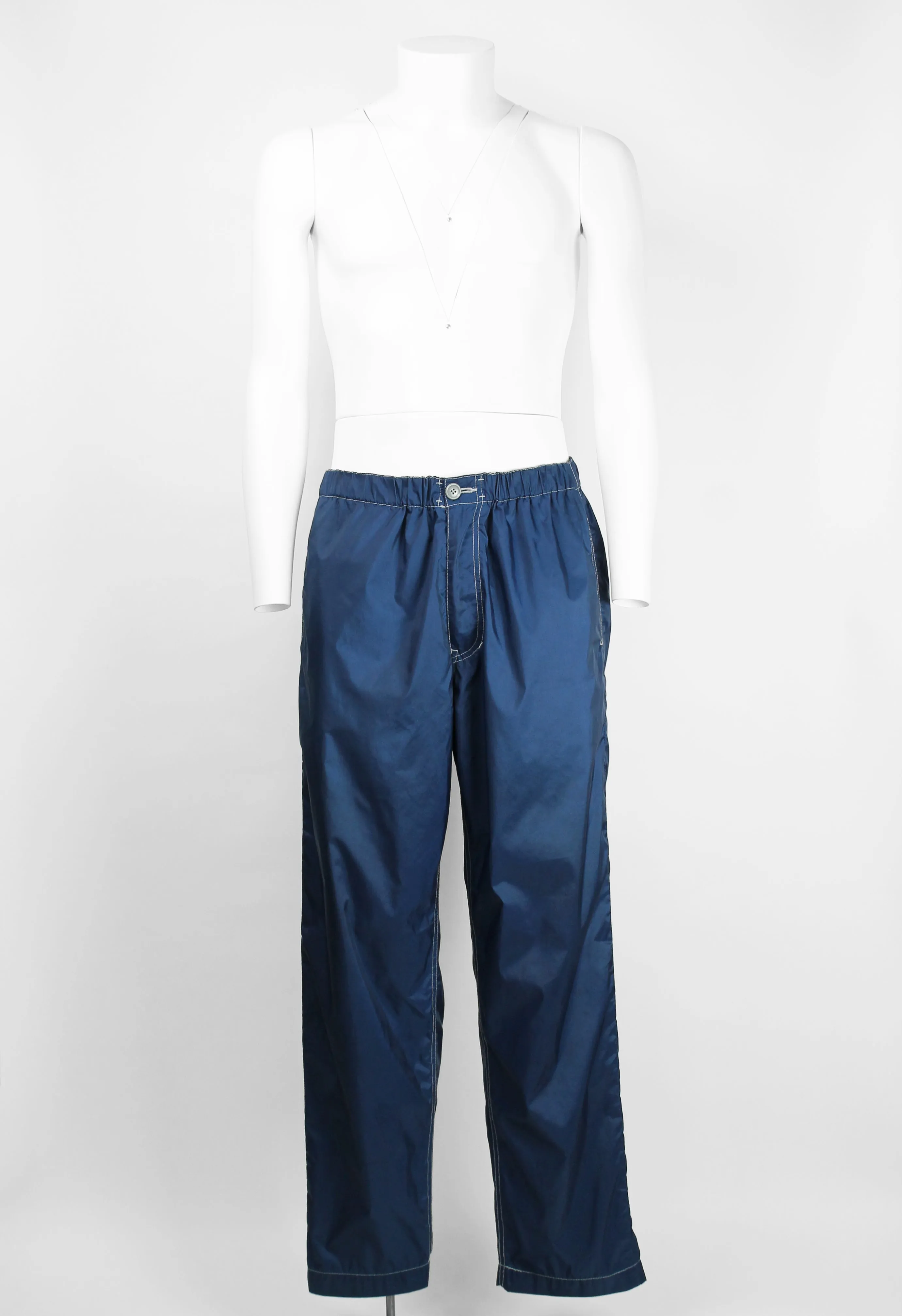 COMME DES GARCONS HOMME PLUS SS 2004 BLUE NYLON TROUSERS