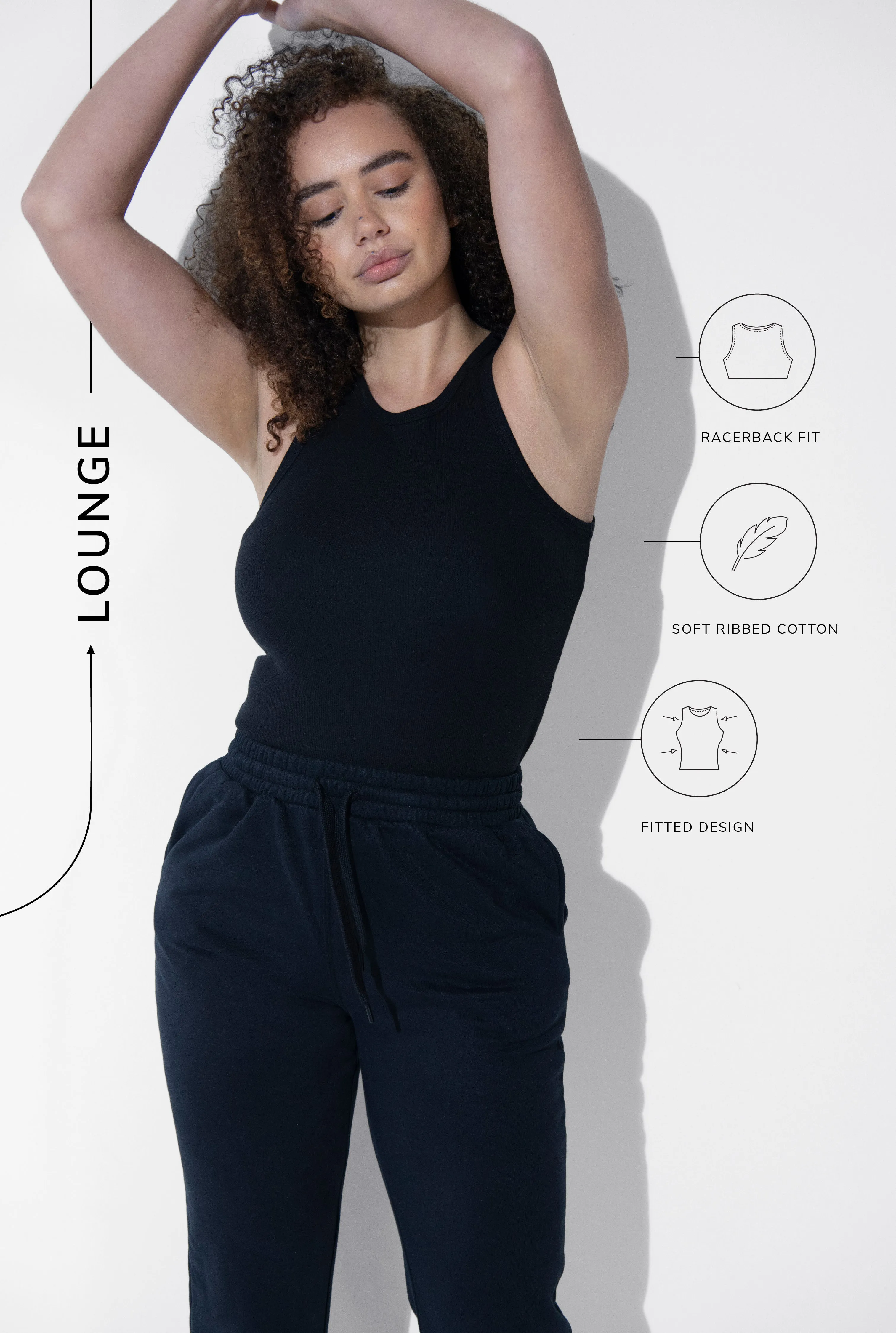 Curve Cotton Rib Tank - Black