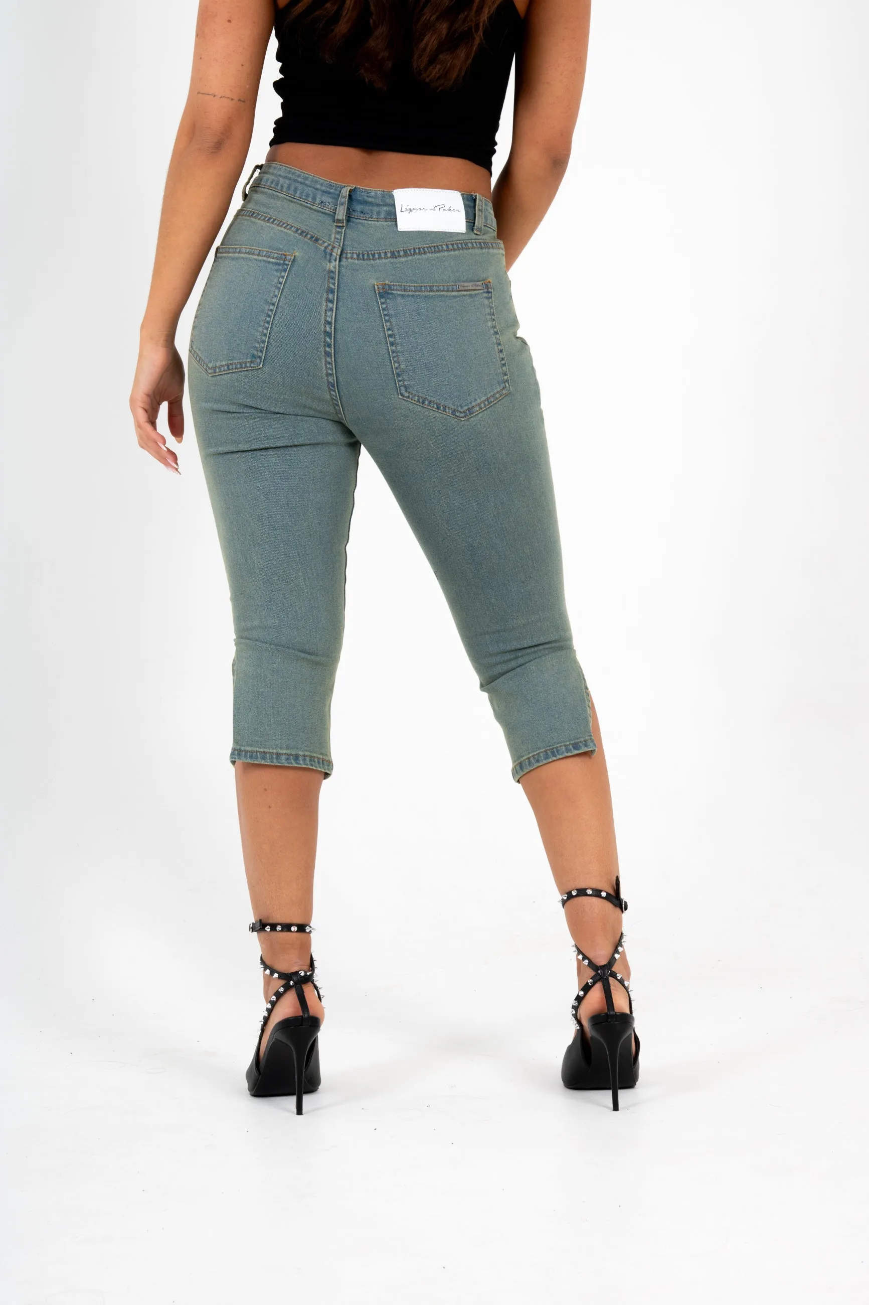 Dirty Wash Denim Pedal Pusher's