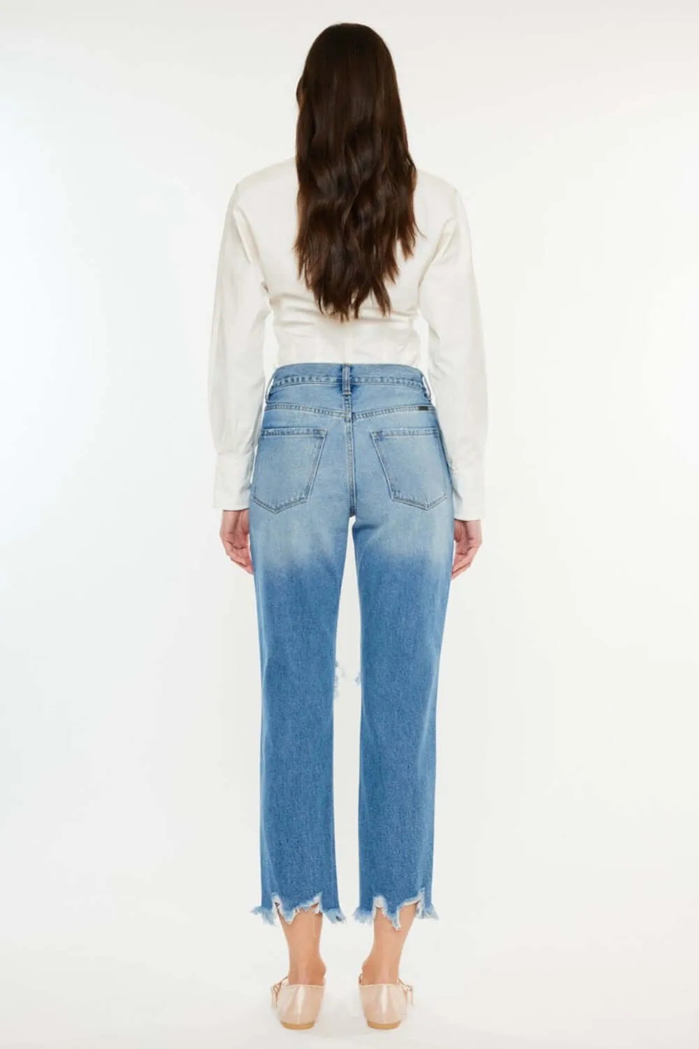 Distressed Frayed Hem Cropped Jeans