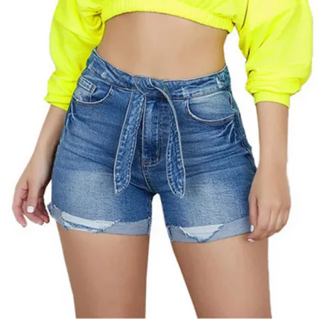 Fashion Stretchy High Waisted Denim Shorts For Women