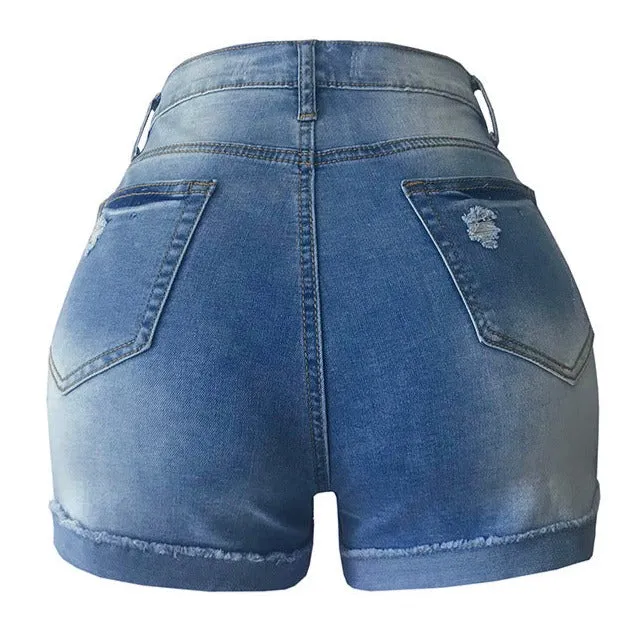 Fashion Stretchy High Waisted Denim Shorts For Women