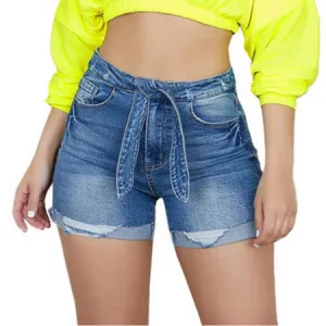 Fashion Stretchy High Waisted Denim Shorts For Women