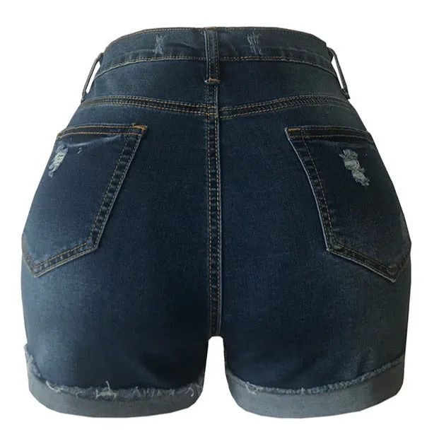Fashion Stretchy High Waisted Denim Shorts For Women