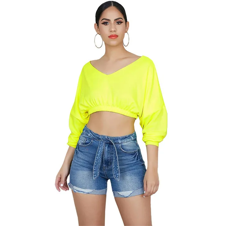 Fashion Stretchy High Waisted Denim Shorts For Women
