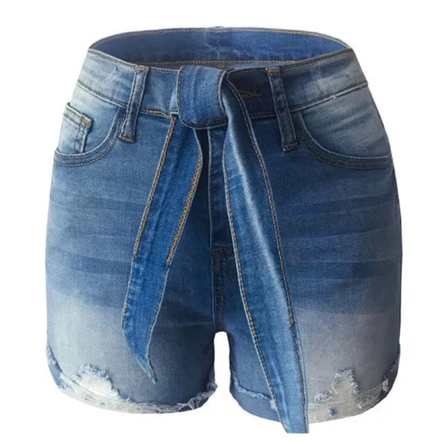 Fashion Stretchy High Waisted Denim Shorts For Women