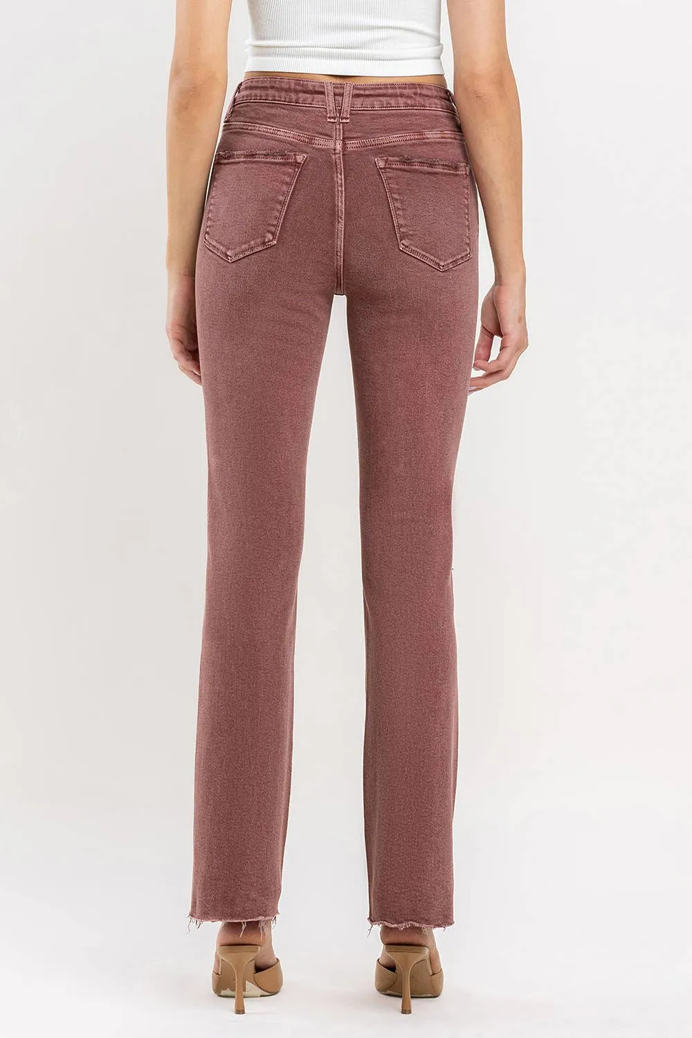 FINAL SALE Wine Vervet Mid-Rise Cropped Bootcut Jeans
