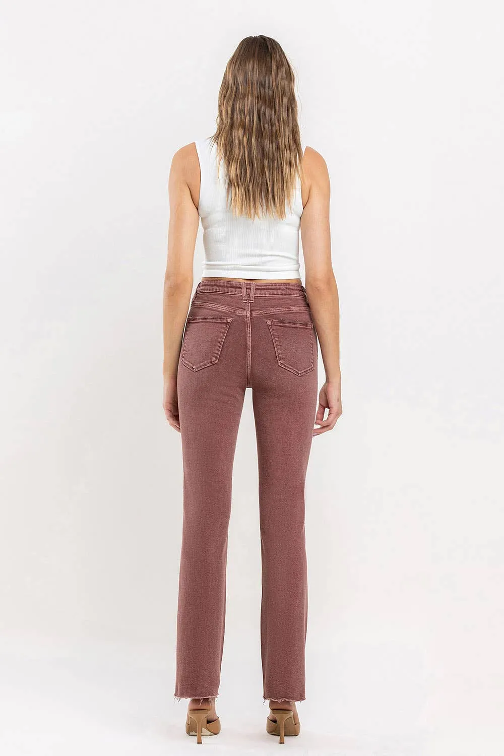 FINAL SALE Wine Vervet Mid-Rise Cropped Bootcut Jeans