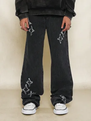 Flare Fit Washed Jean With All Over Distressed Detail