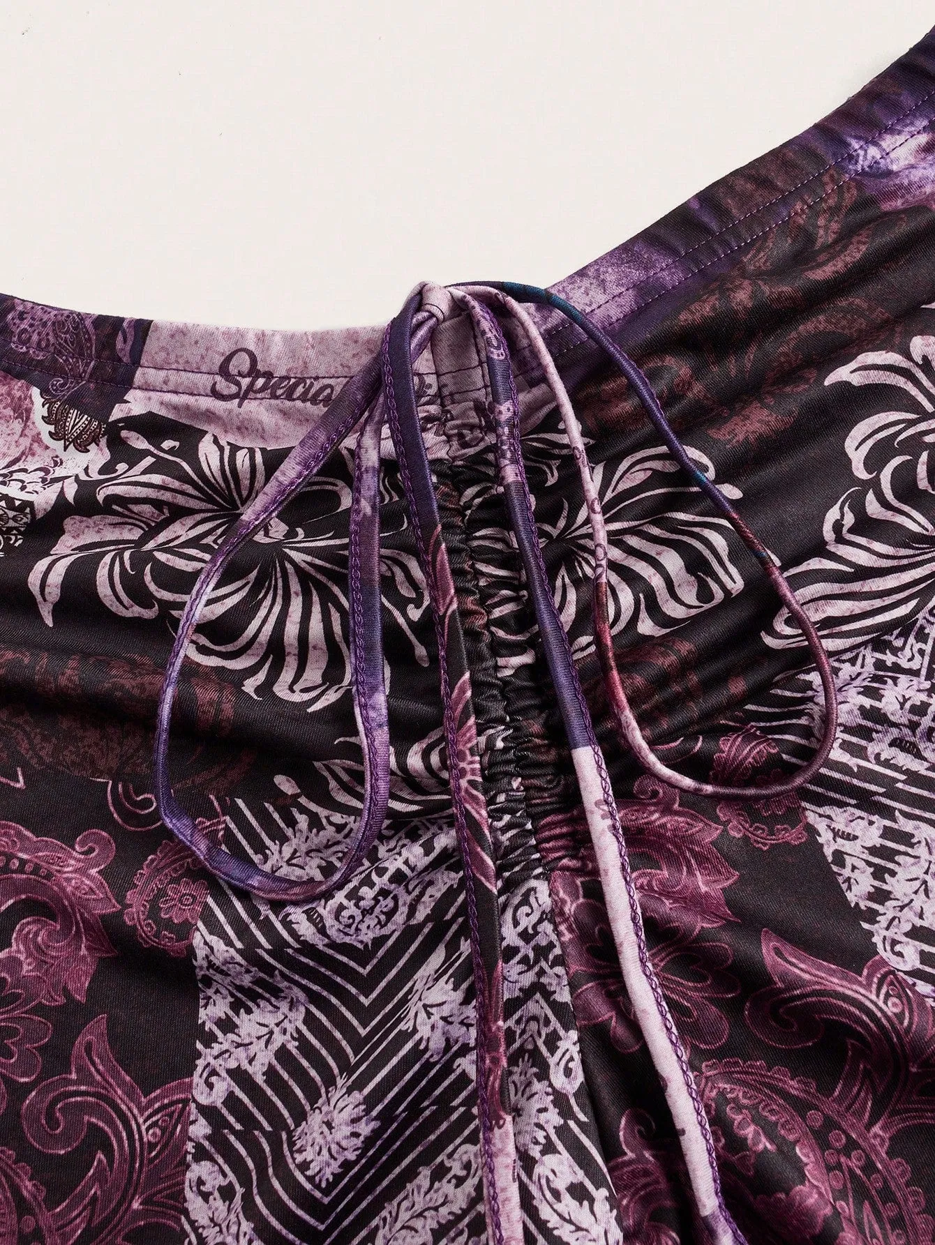 Floral & Letter Print Low-Rise Flared Pants SS24