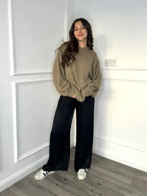 Heavy Satin Trousers - Black