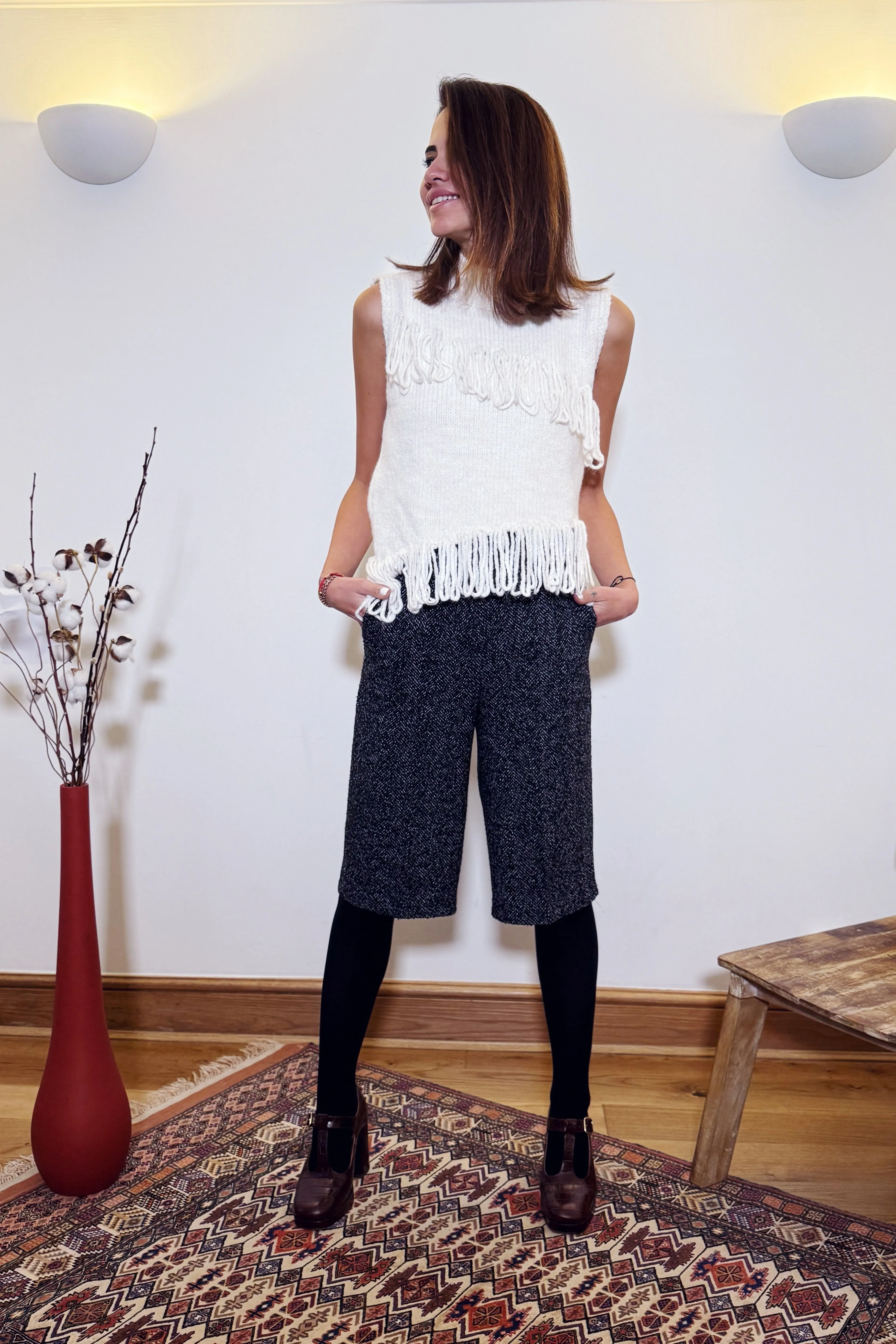Herringbone capri trousers