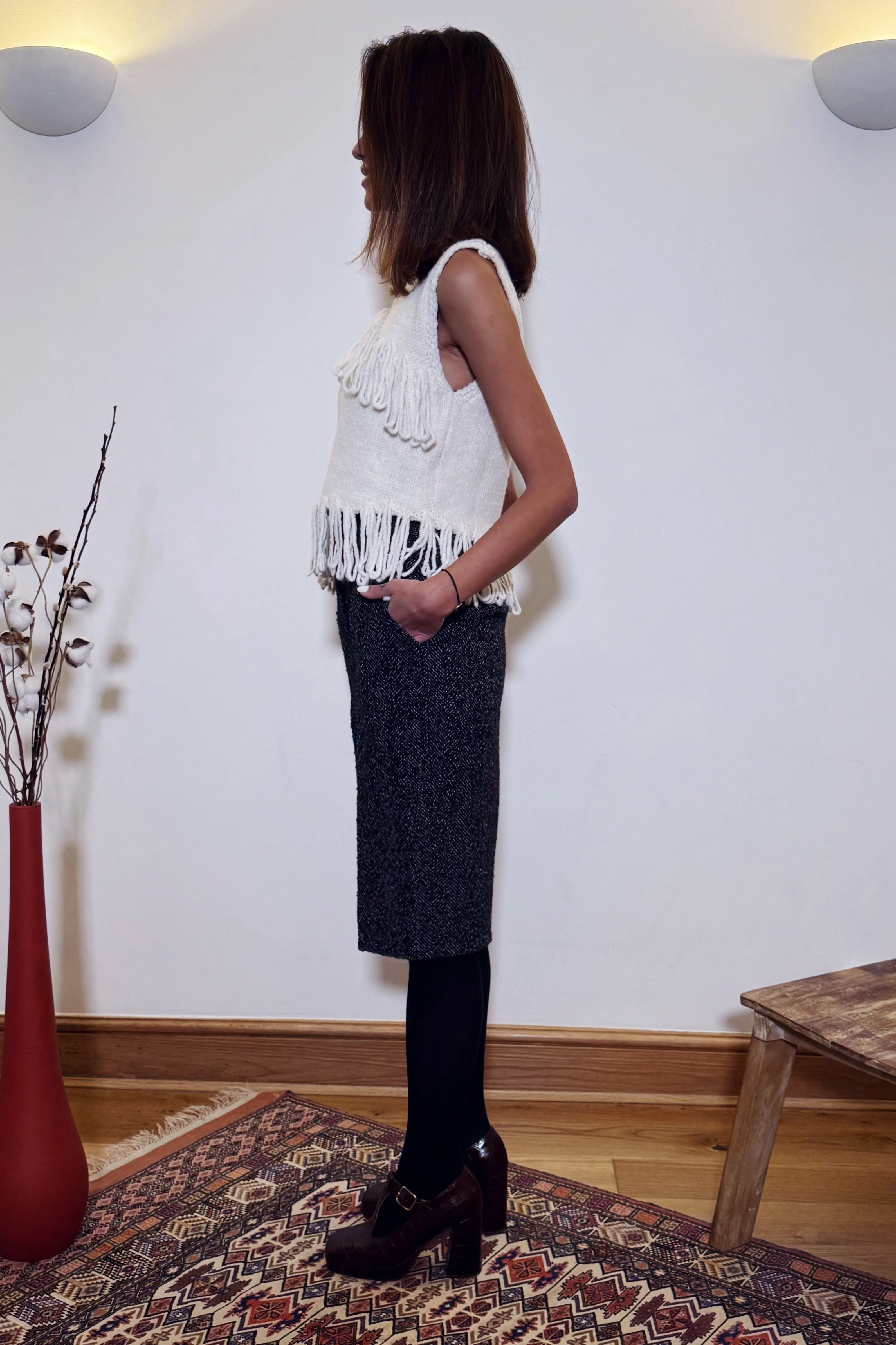 Herringbone capri trousers