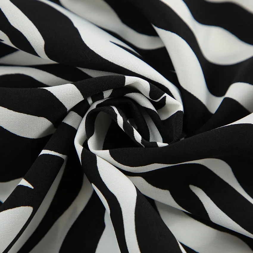 High Waist Black and White Striped Leg pants