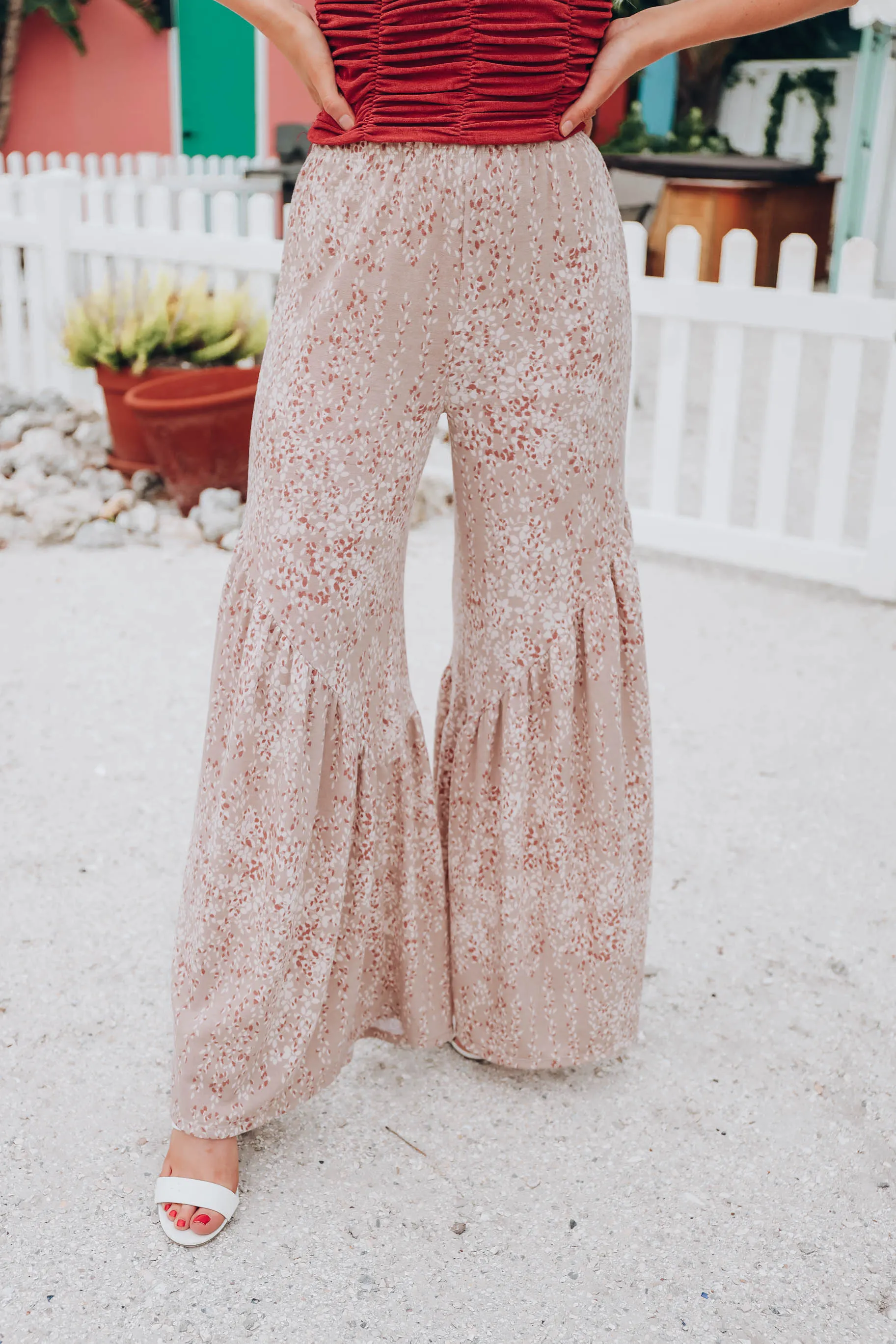 In The Tropics Flare Pants - Floral