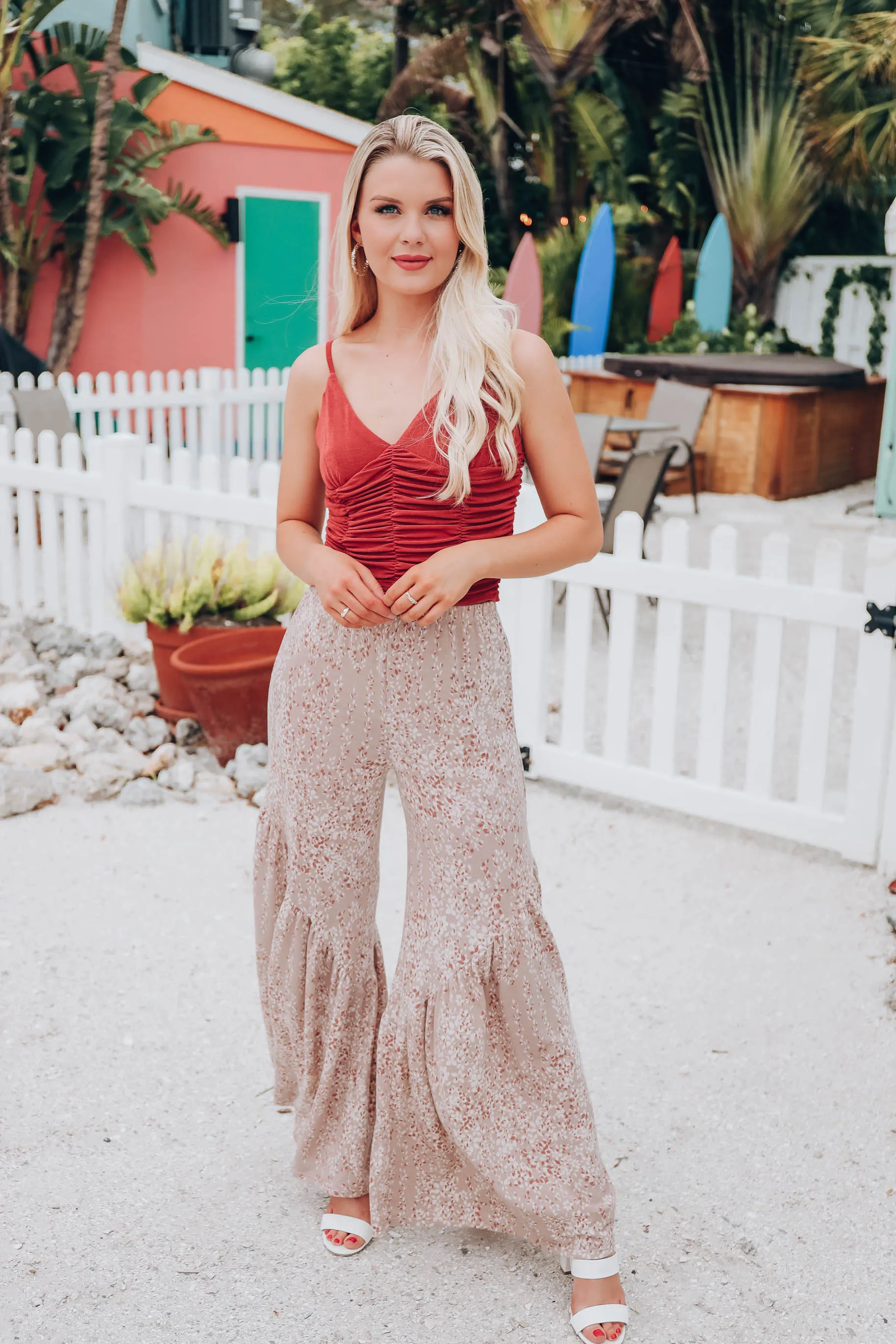 In The Tropics Flare Pants - Floral