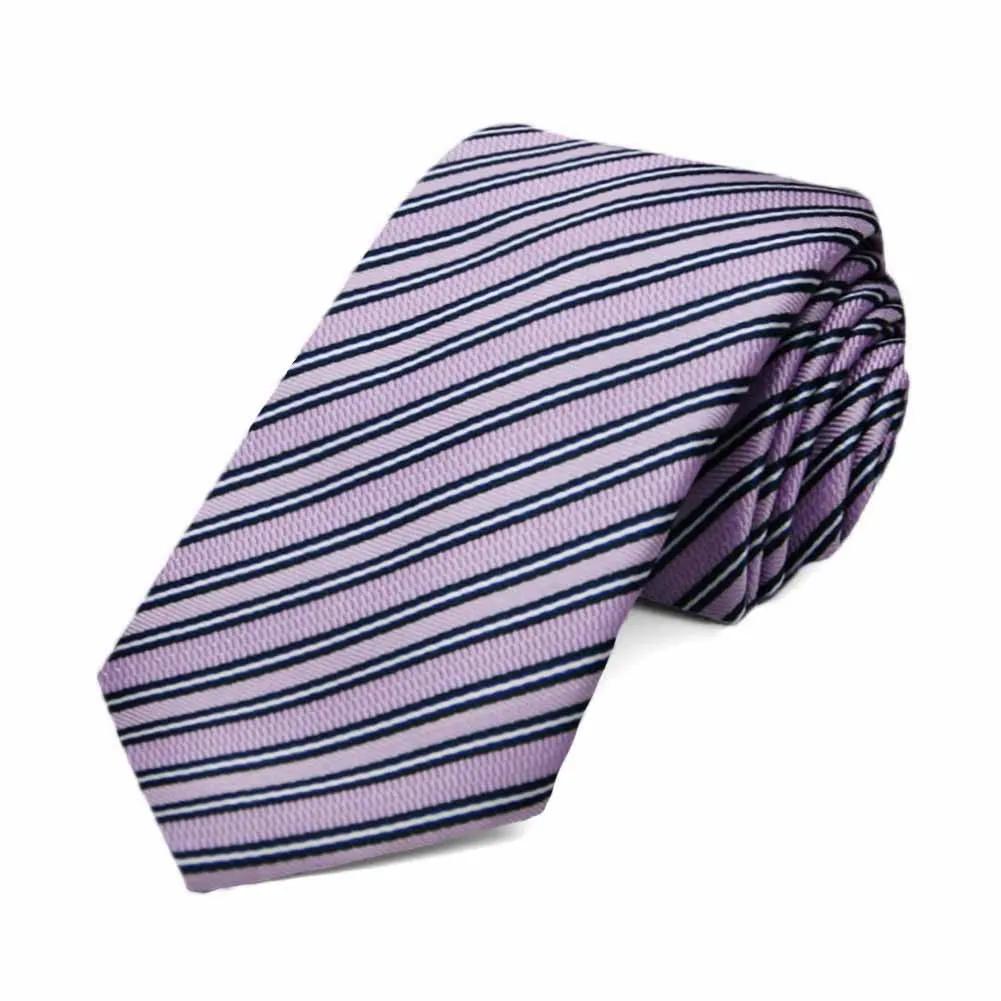 Lavender Alice Striped Slim Necktie