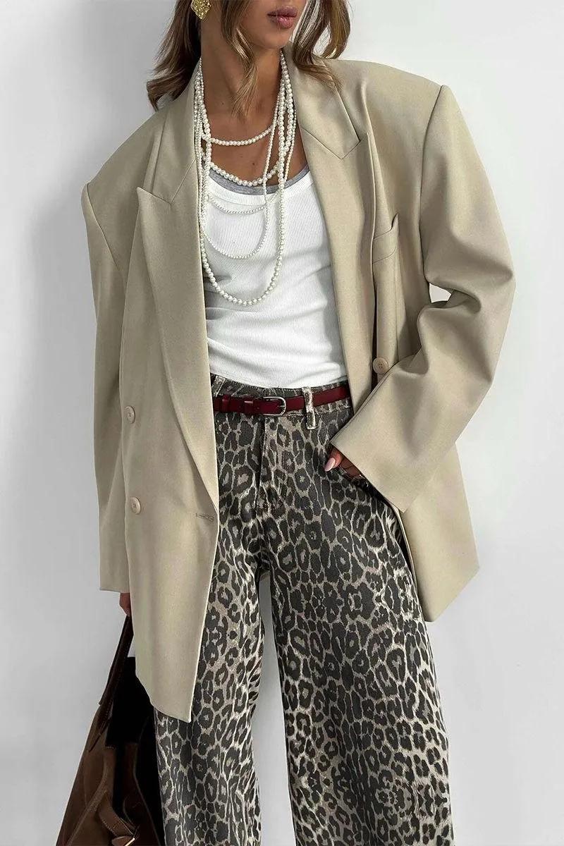 Leopard Design Loose Wide-leg Trousers
