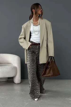 Leopard Design Loose Wide-leg Trousers