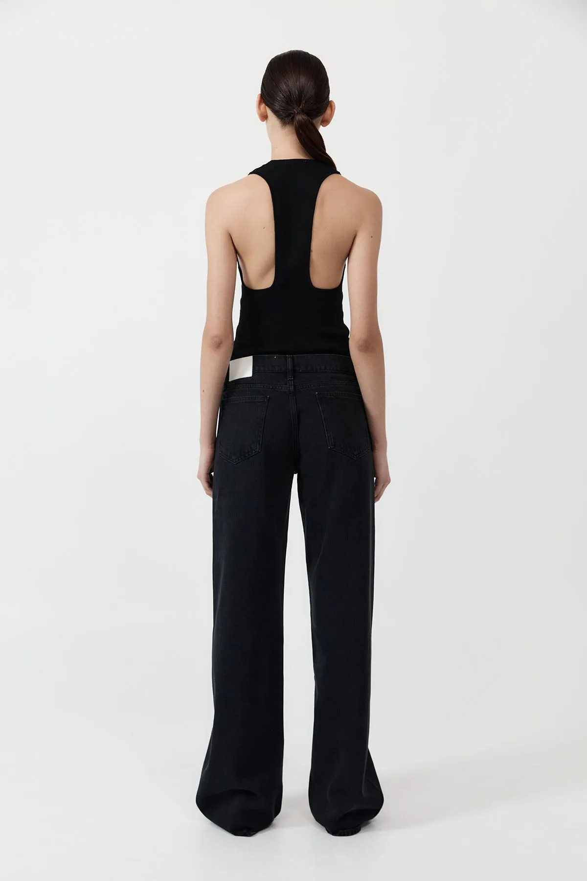 Low Rise Jeans - Washed Black