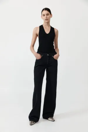 Low Rise Jeans - Washed Black