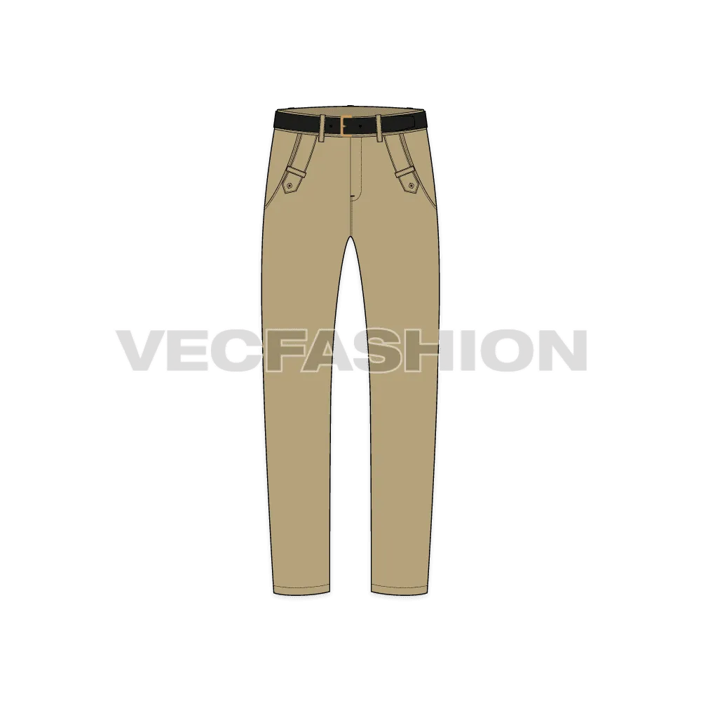 Men Cross Pocket Khakis Vector Sketch