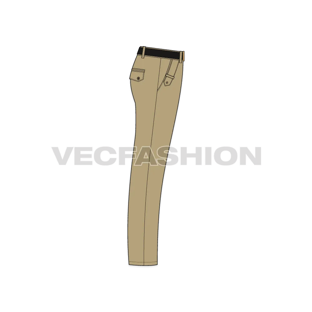 Men Cross Pocket Khakis Vector Sketch