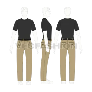 Men Cross Pocket Khakis Vector Sketch