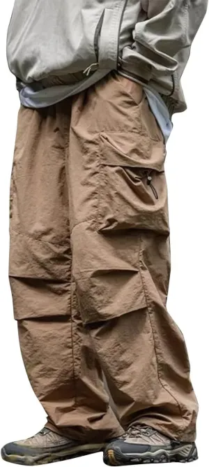 Men's Casual Loose Cargo Pants Multi-Pocket Lightweight Straight Pants