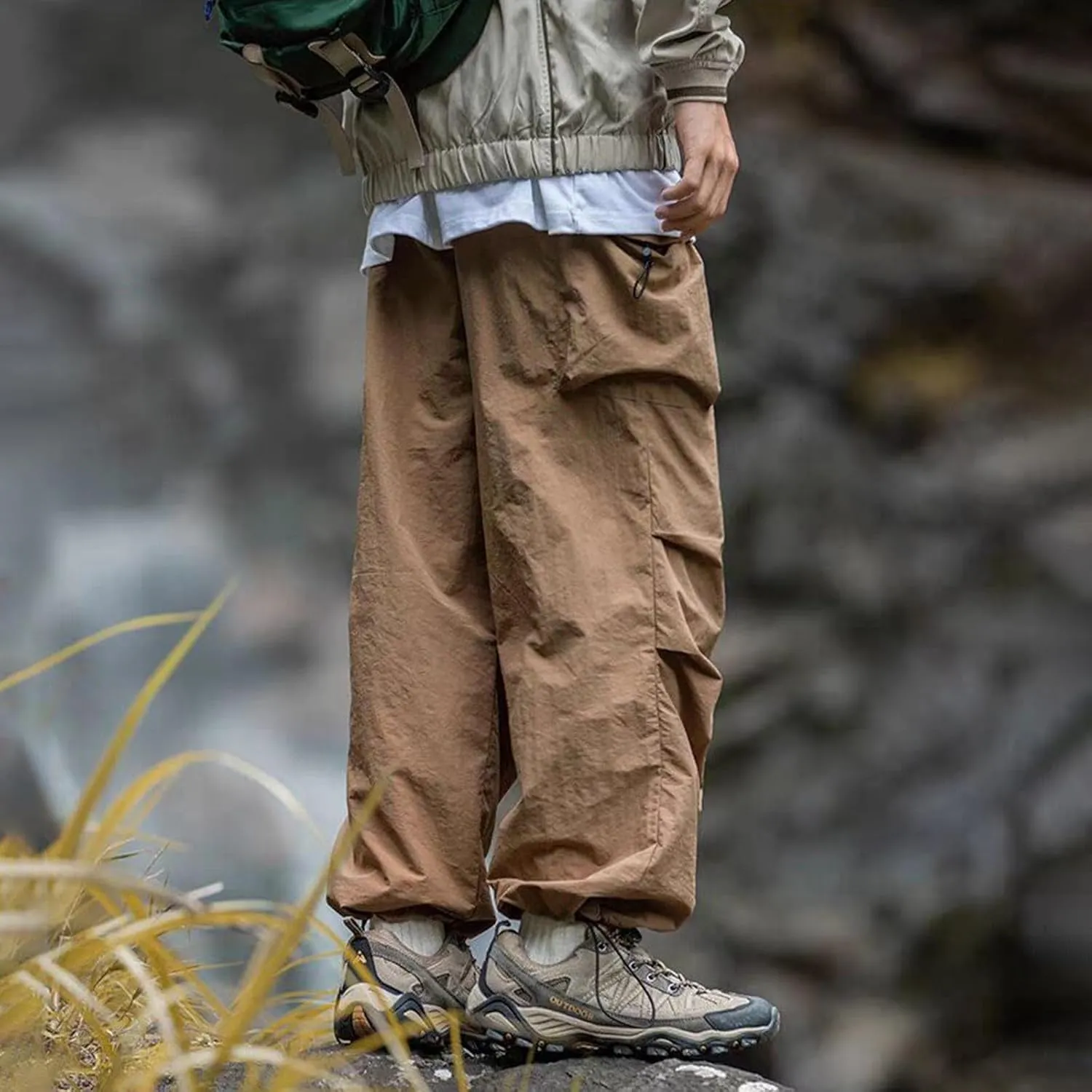 Men's Casual Loose Cargo Pants Multi-Pocket Lightweight Straight Pants