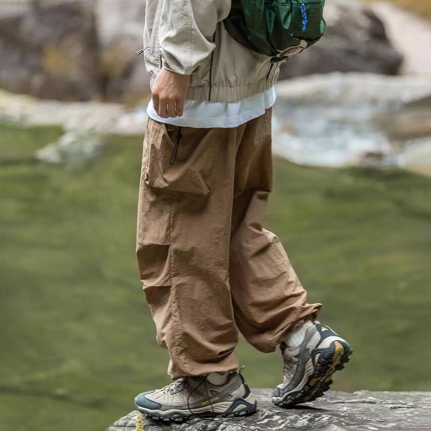 Men's Casual Loose Cargo Pants Multi-Pocket Lightweight Straight Pants