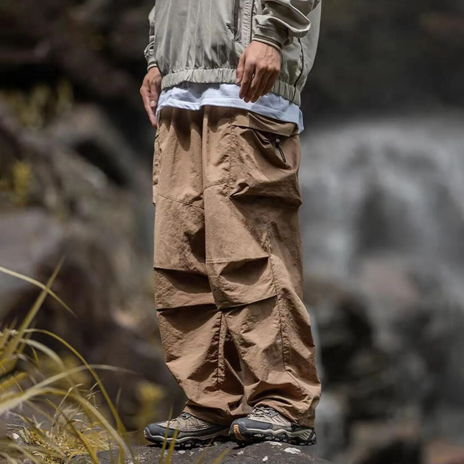Men's Casual Loose Cargo Pants Multi-Pocket Lightweight Straight Pants