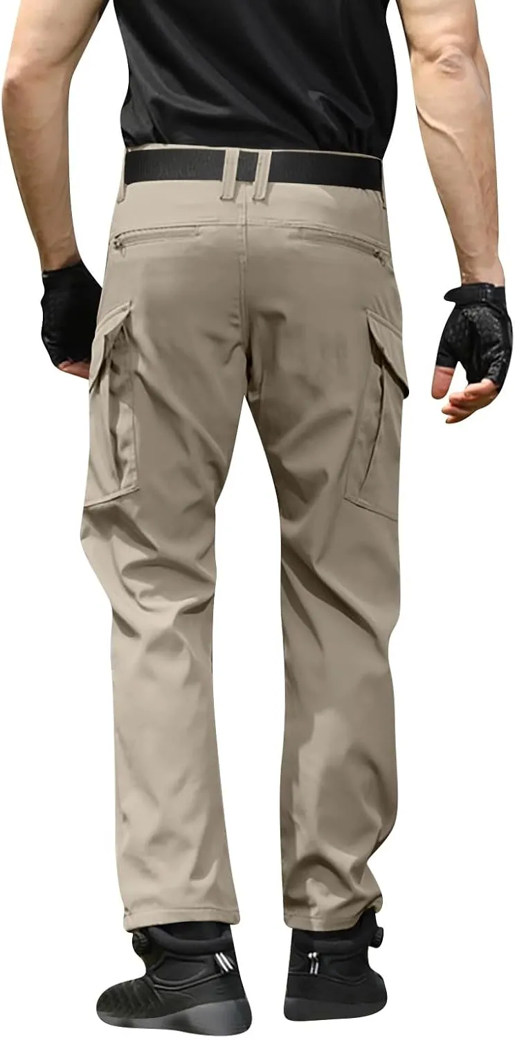 Men's Outdoor Cargo Pants Utility Elastic Waist Pockets Resistant Breathable Tactical Pants Stretch Jogging Sweatpants