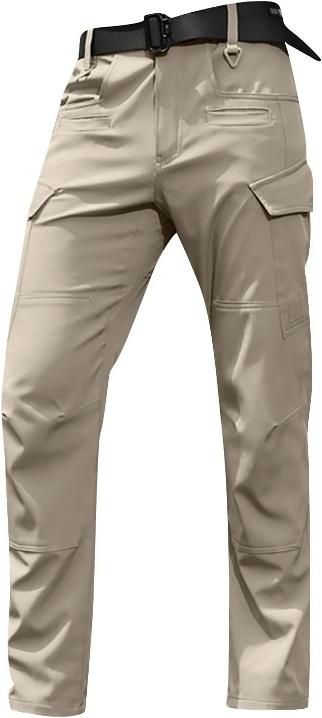Men's Outdoor Cargo Pants Utility Elastic Waist Pockets Resistant Breathable Tactical Pants Stretch Jogging Sweatpants