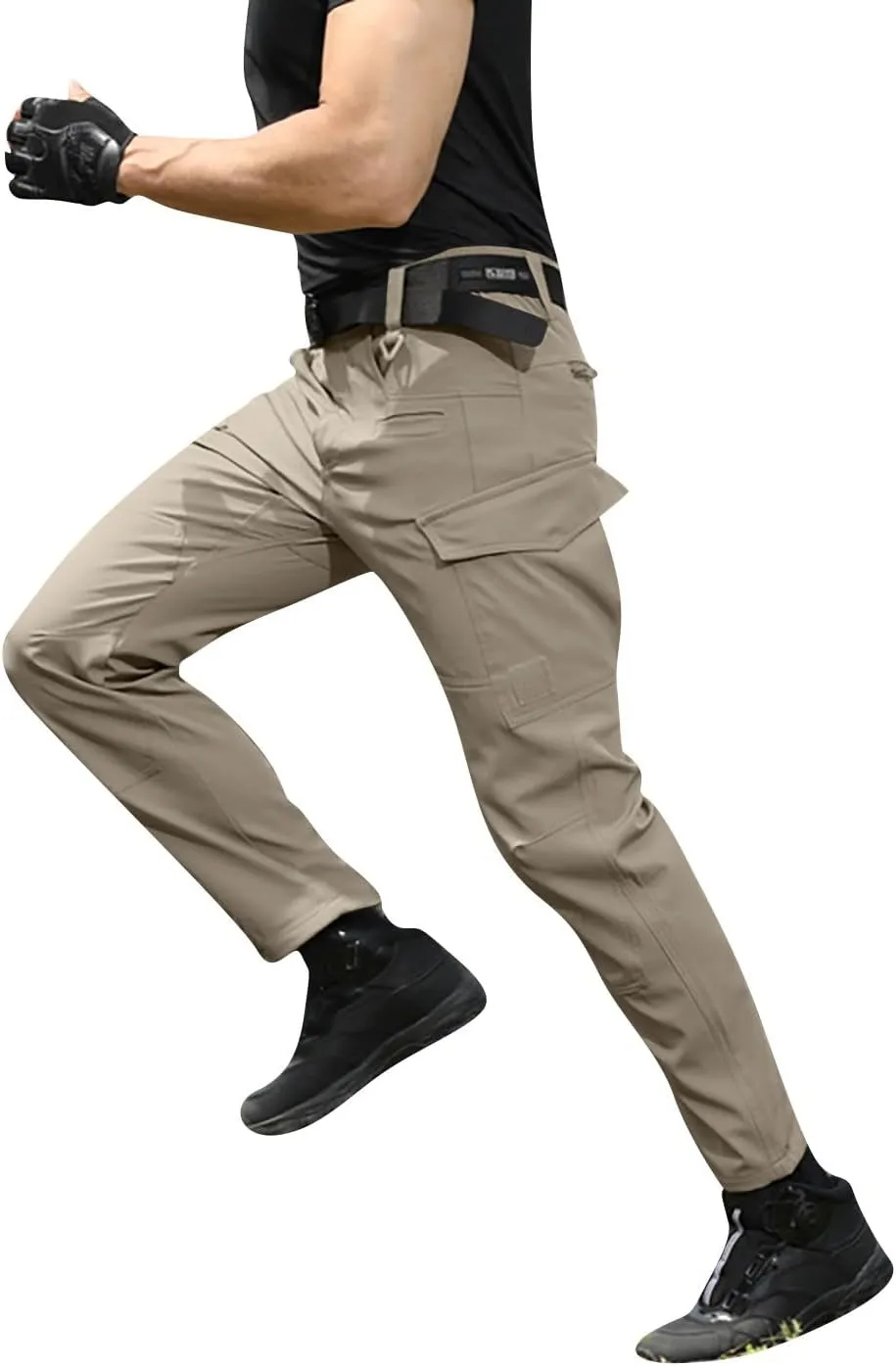 Men's Outdoor Cargo Pants Utility Elastic Waist Pockets Resistant Breathable Tactical Pants Stretch Jogging Sweatpants