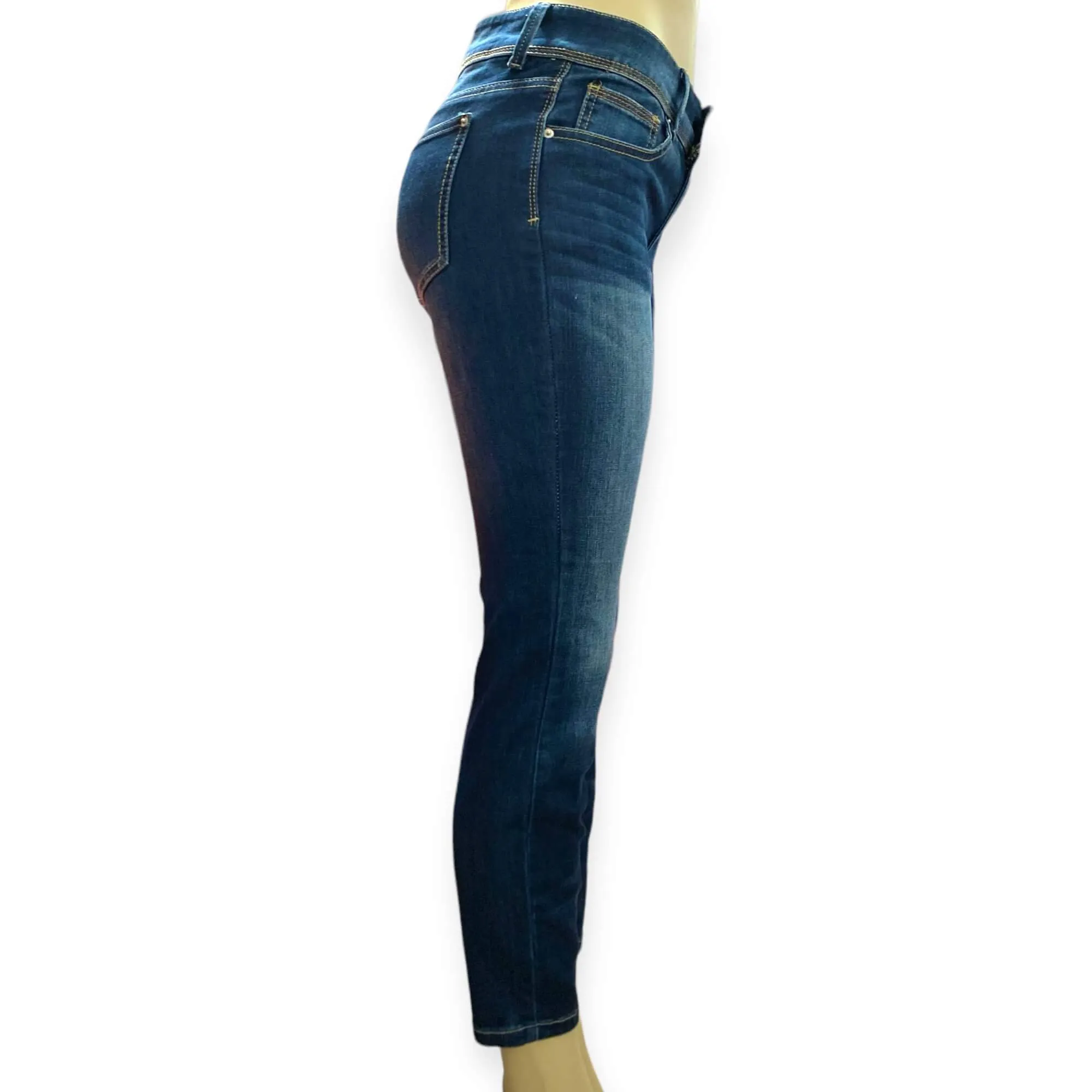 Mid Rise Denim Skinny Cropped Jeans